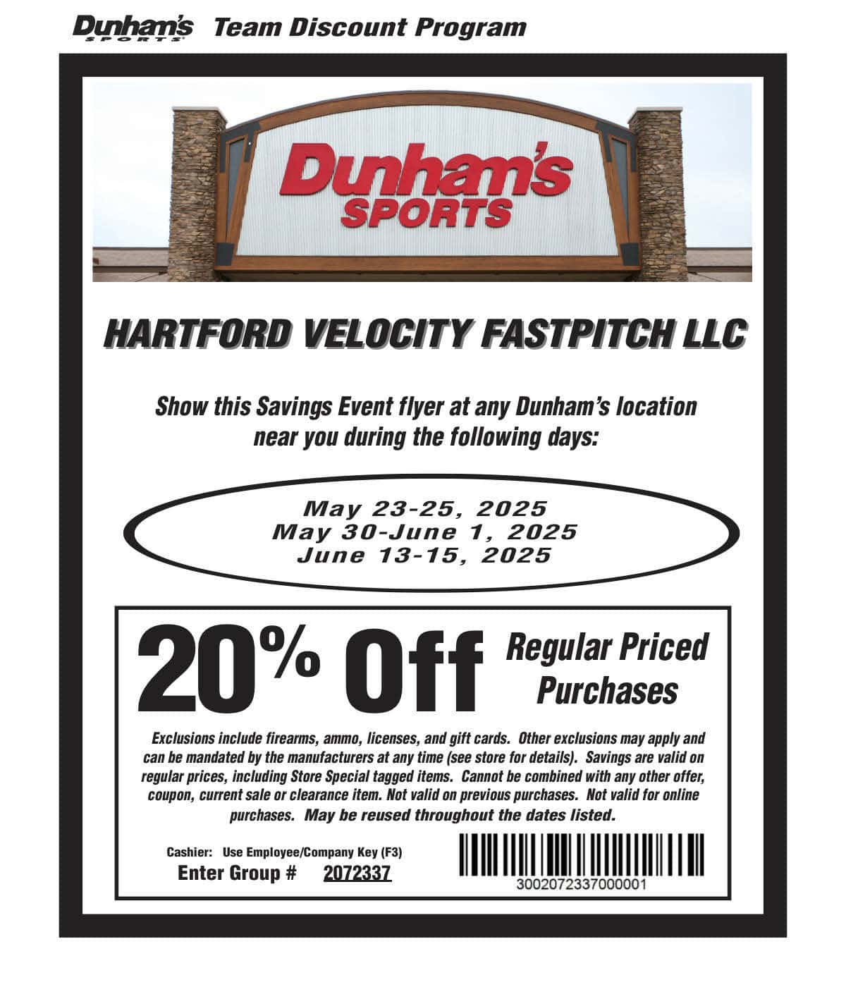 Dunham's 20% off code